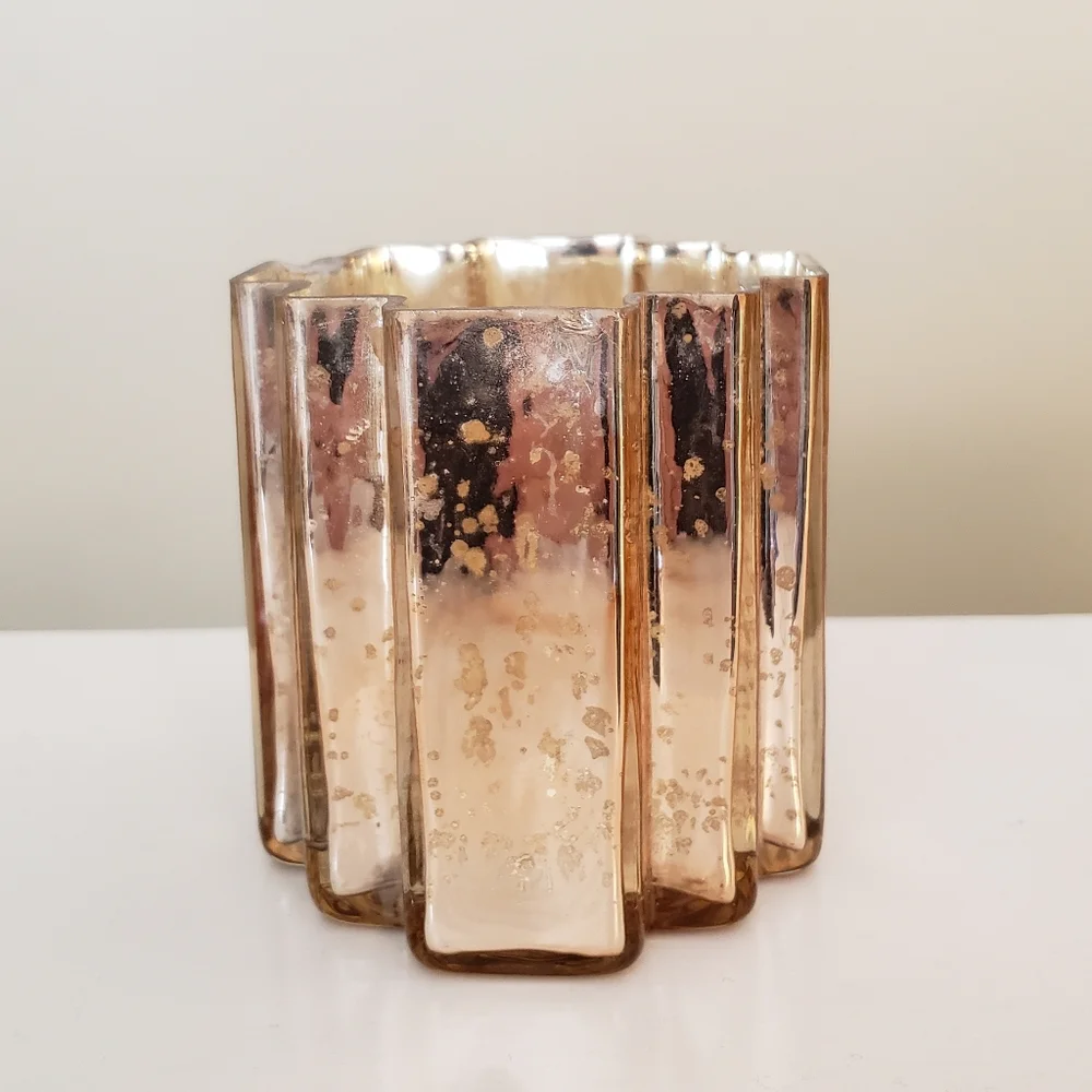 West Elm Prism Mercury Glass Hurricane Pillar Candle Holder small